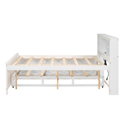Platform Bed With Storage Headboard, USB, Trundle And 3 Drawers - The Sleep Loft - Online Mattress Showroom NYC