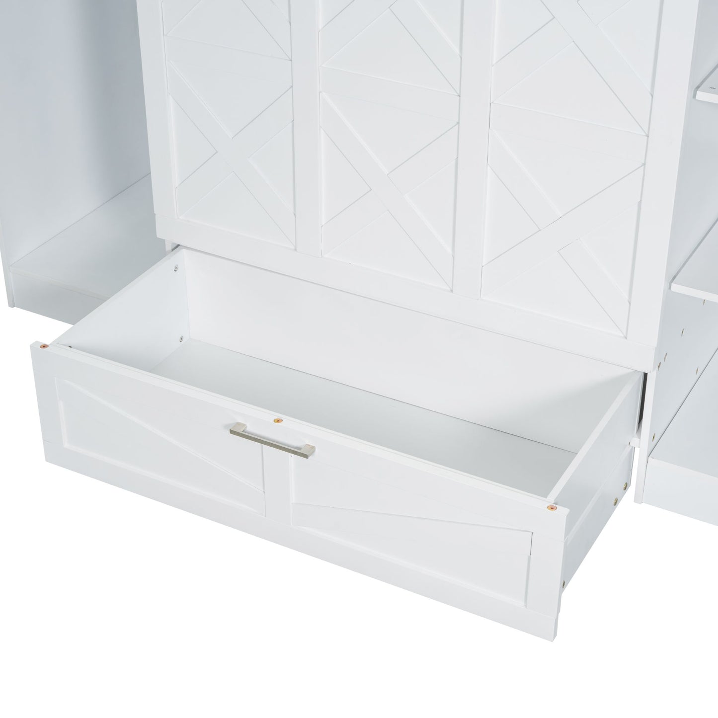 Twin Size Murphy Bed With Bedside Shelves And Wardrobe - White - The Sleep Loft - Online Mattress Showroom NYC