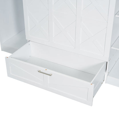 Twin Size Murphy Bed With Bedside Shelves And Wardrobe - White - The Sleep Loft - Online Mattress Showroom NYC