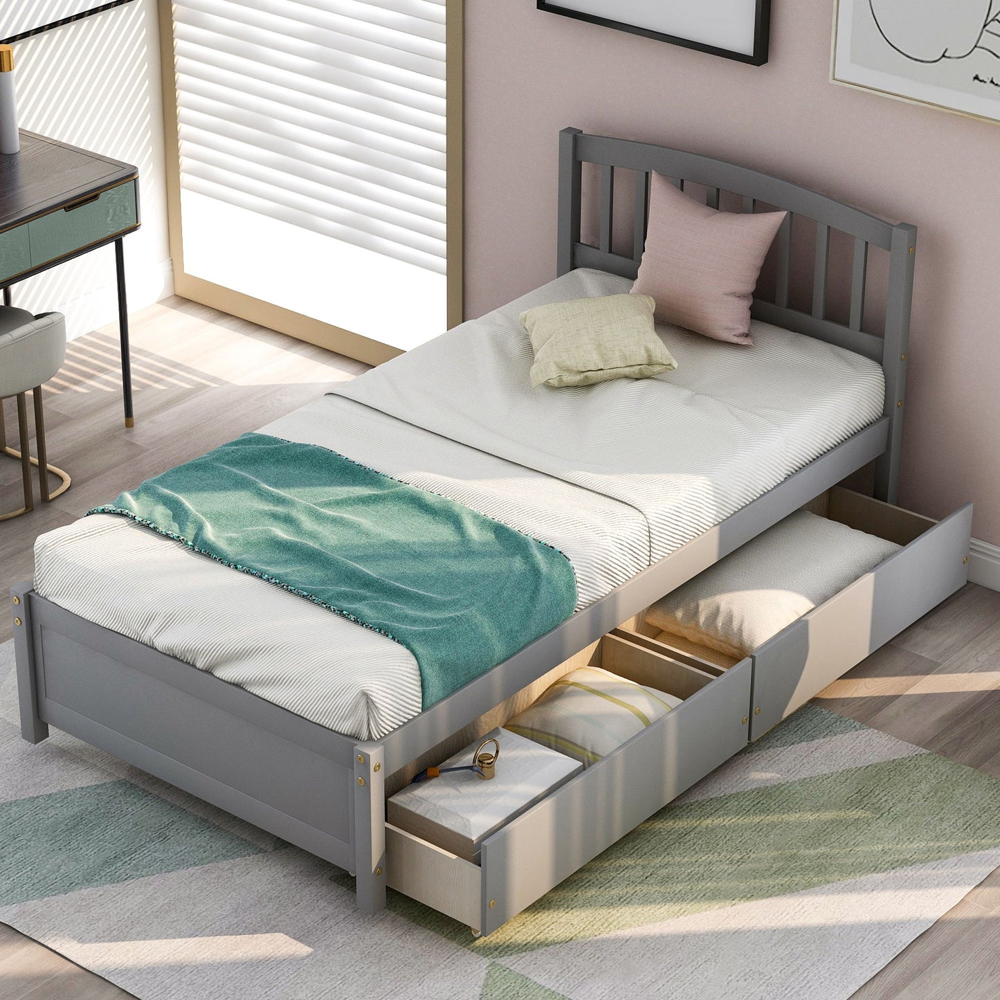Platform Storage Bed Wood Bed Frame With Two Drawers And Headboard - The Sleep Loft - Online Mattress Showroom NYC