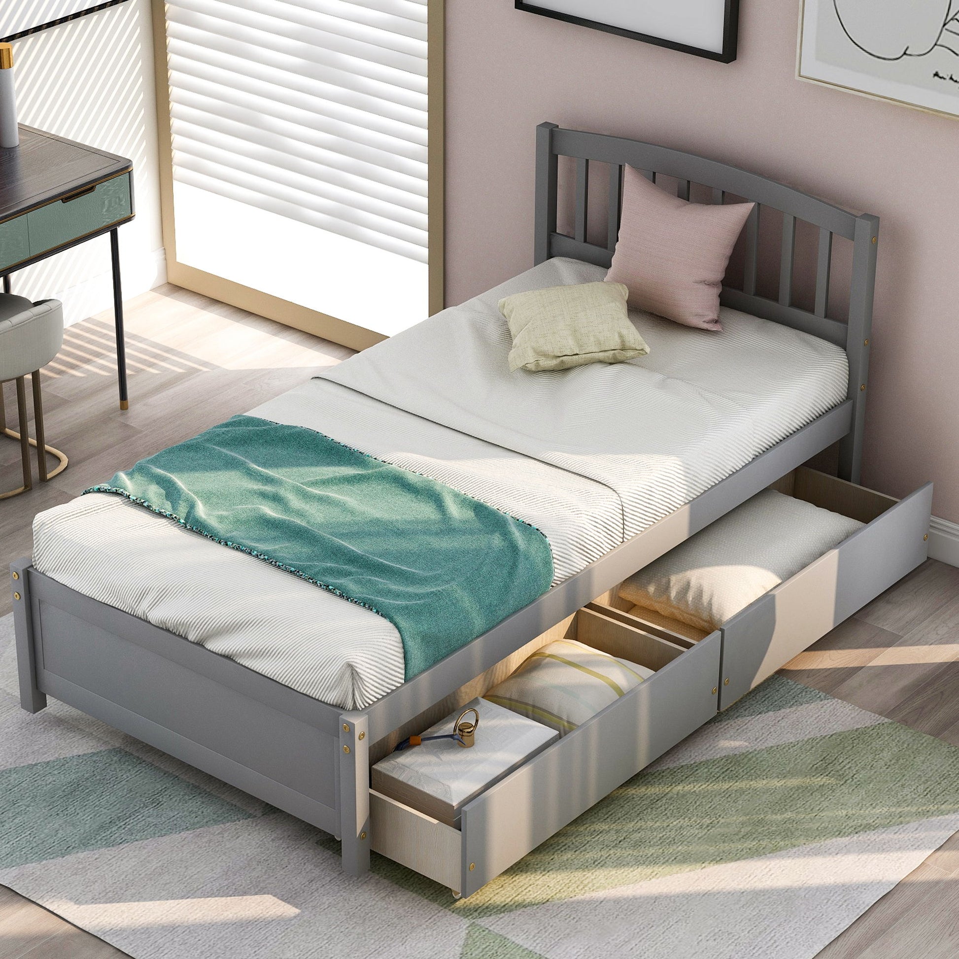 Platform Storage Bed Wood Bed Frame With Two Drawers And Headboard - The Sleep Loft - Online Mattress Showroom NYC