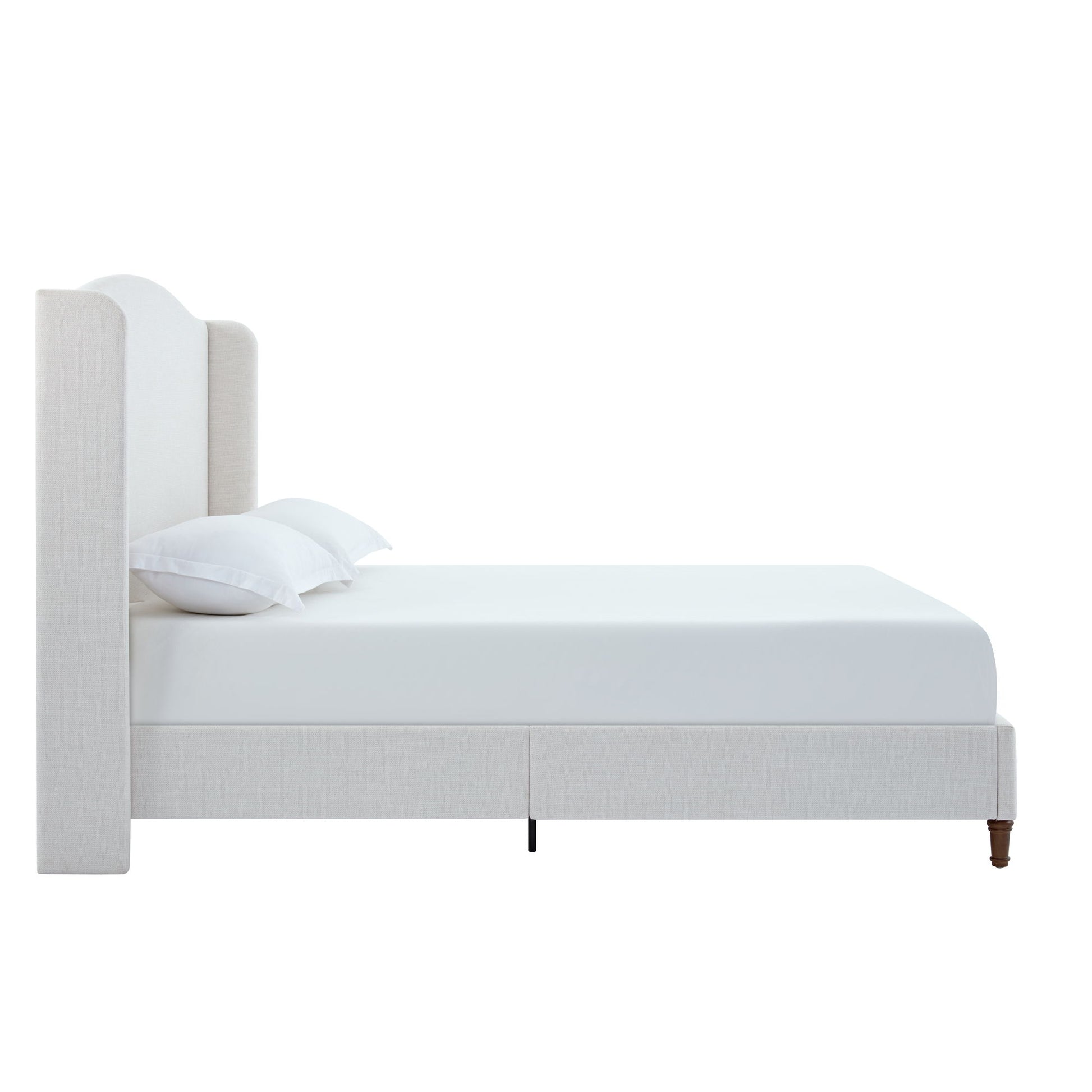 Hannah - Upholstered Wingback Bed Size / Tall Headboard Upholstered King Bed / Premium Textured Canvas Chenille Look / Minimalist Designs / No Box Spring Needed - The Sleep Loft - Online Mattress Showroom NYC
