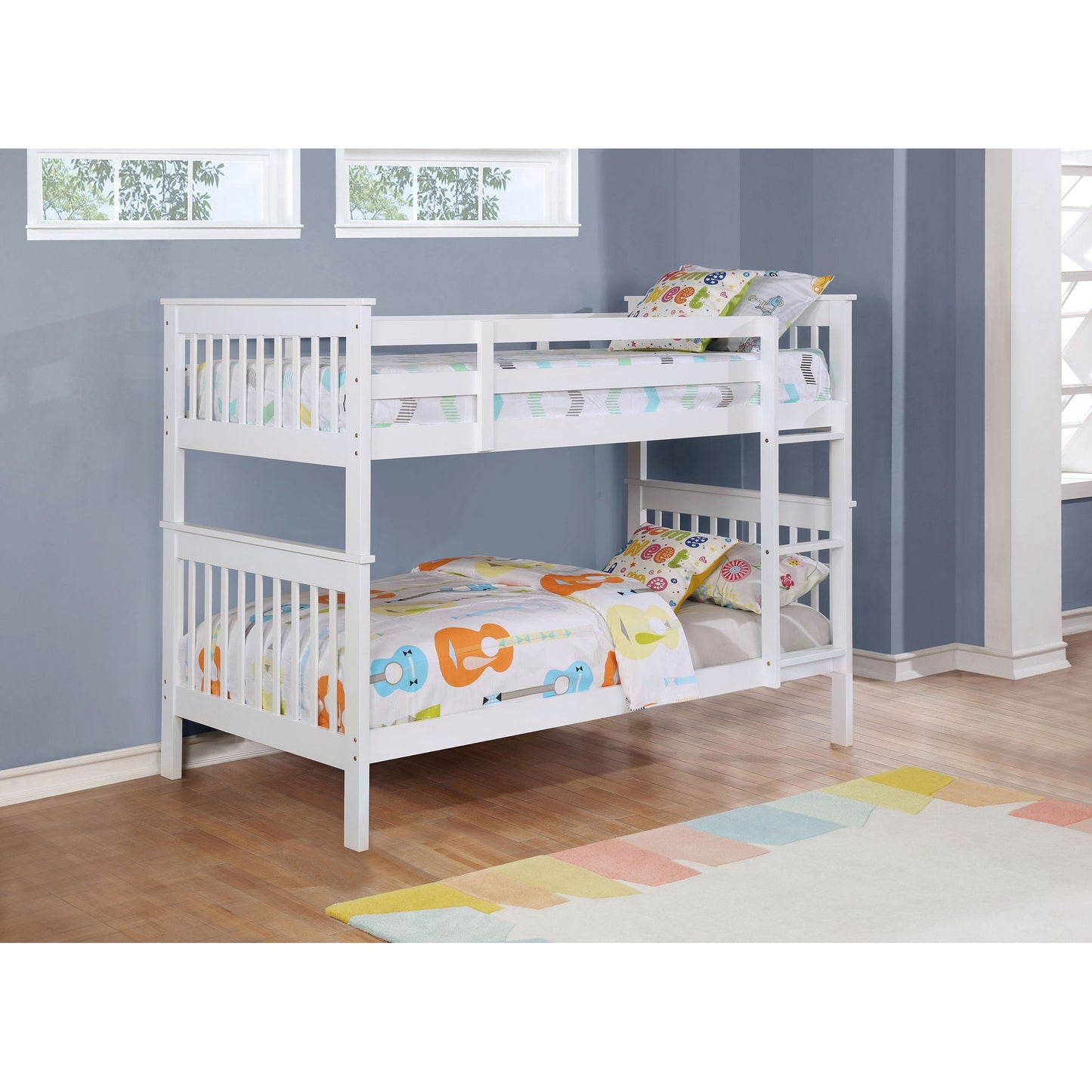 Madison - Twin Over Twin Bunk Bed With Slatted Design - White - The Sleep Loft - Online Mattress Showroom NYC