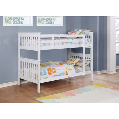 Madison - Twin Over Twin Bunk Bed With Slatted Design - White - The Sleep Loft - Online Mattress Showroom NYC