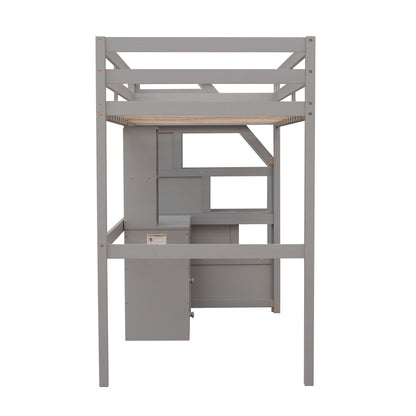 Loft Bed With Stand Alone Bed, Storage Staircase, Desk, Shelves, And Drawers - The Sleep Loft - Online Mattress Showroom NYC