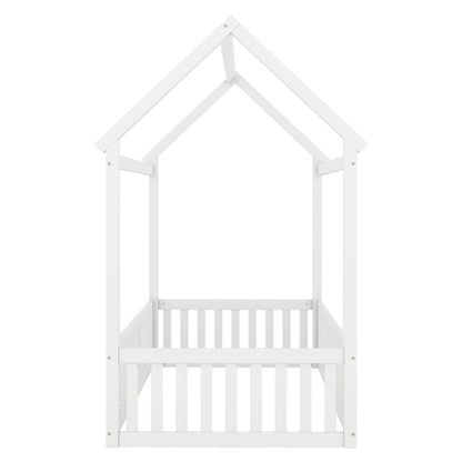 Wood House Bed With Fence And Door - The Sleep Loft - Online Mattress Showroom NYC