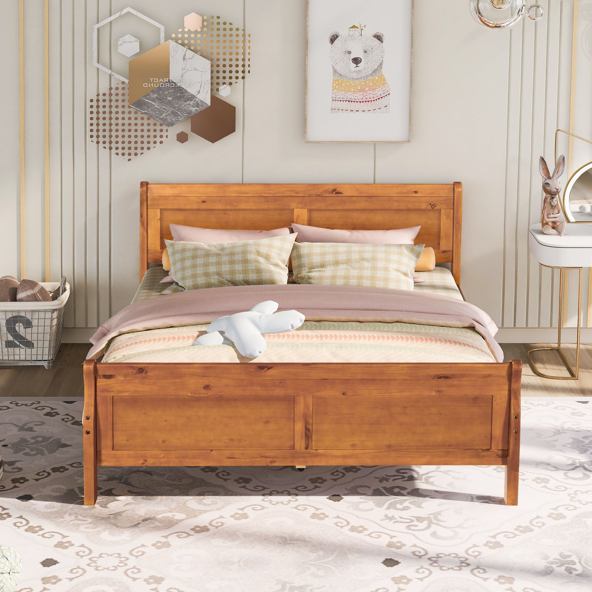 Platform Bed Frame Mattress Foundation Sleigh Bed With Headboard / Footboard / Wood Slat Suppor - The Sleep Loft - Online Mattress Showroom NYC