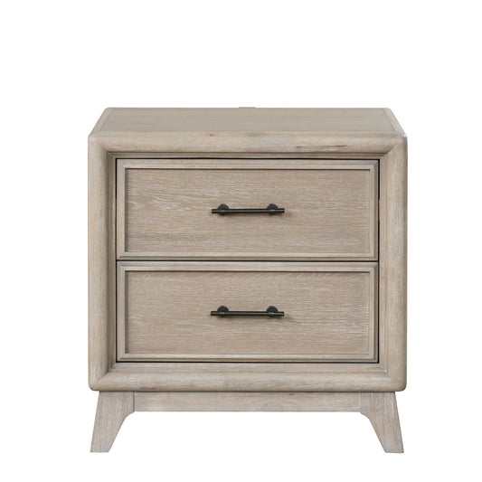 1 Piece Nightstand With Angled Feet, Dovetail Drawers, Bedroom Furniture - Oak - The Sleep Loft - Online Mattress Showroom NYC