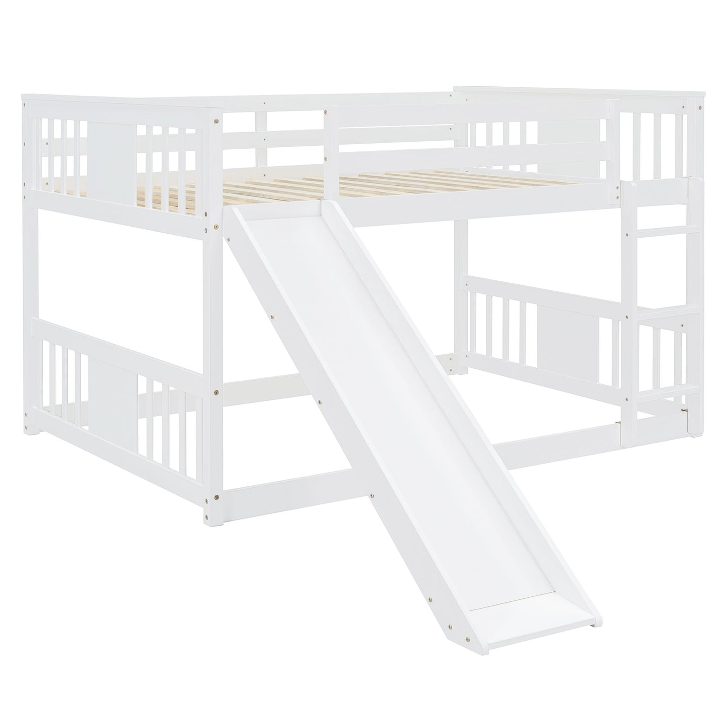 Full Over Full Bunk Bed With Ladder With Slide - White - The Sleep Loft - Online Mattress Showroom NYC