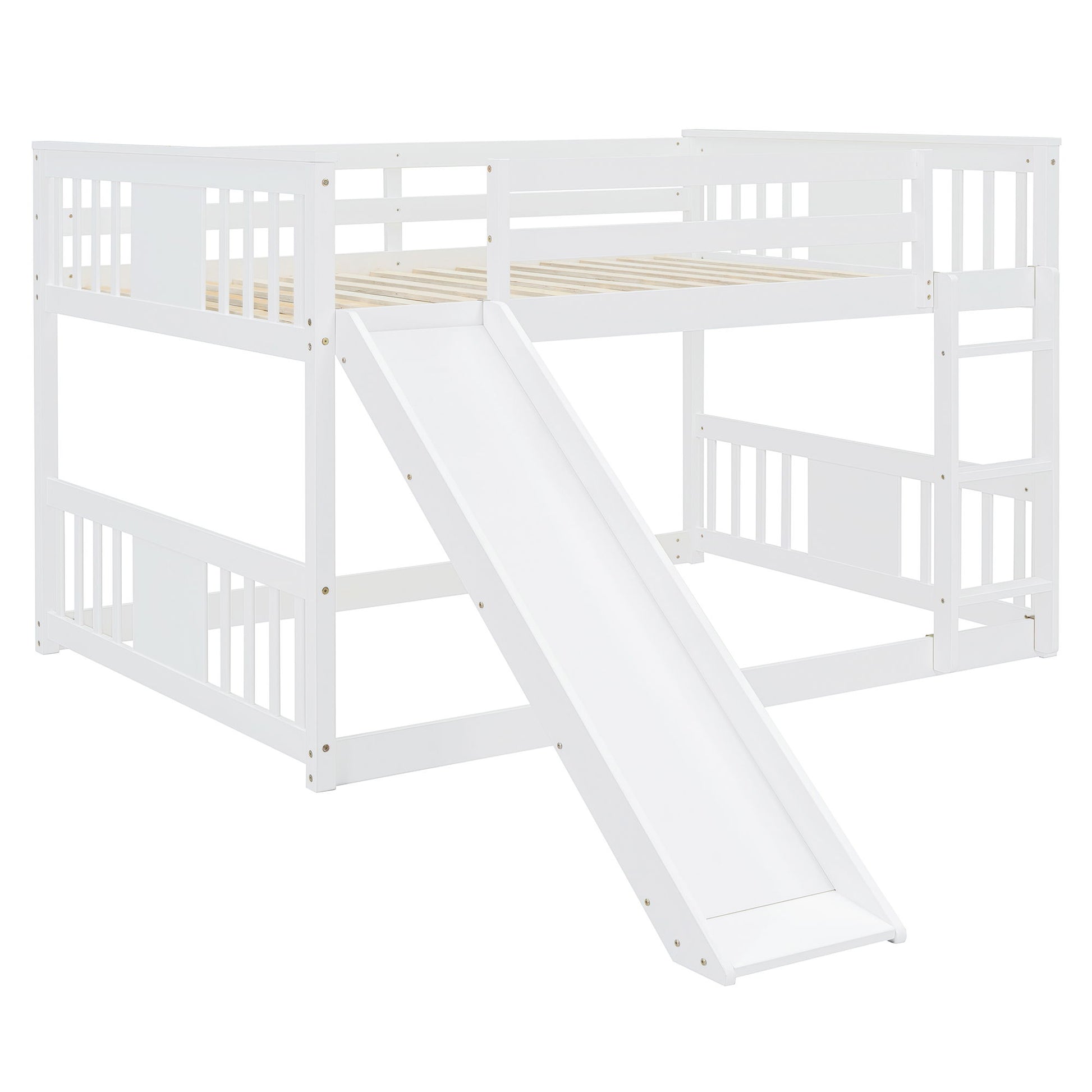 Full Over Full Bunk Bed With Ladder With Slide - White - The Sleep Loft - Online Mattress Showroom NYC