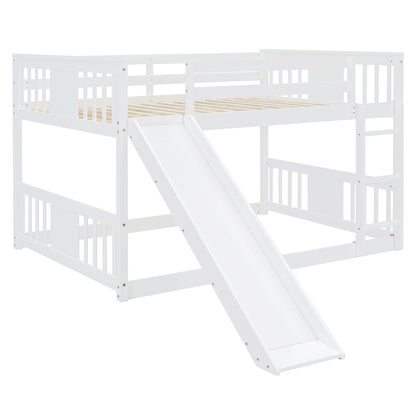 Full Over Full Bunk Bed With Ladder With Slide - White - The Sleep Loft - Online Mattress Showroom NYC