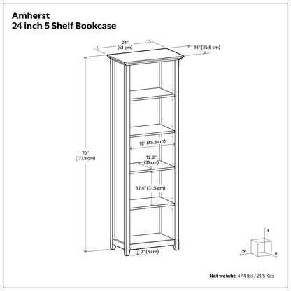 Amherst - 5 Shelf Bookcase, Handcrafted - The Sleep Loft - Online Mattress Showroom NYC