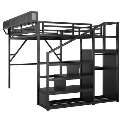Loft Bed With Desk And Charging Station With Stairs And Light - The Sleep Loft - Online Mattress Showroom NYC