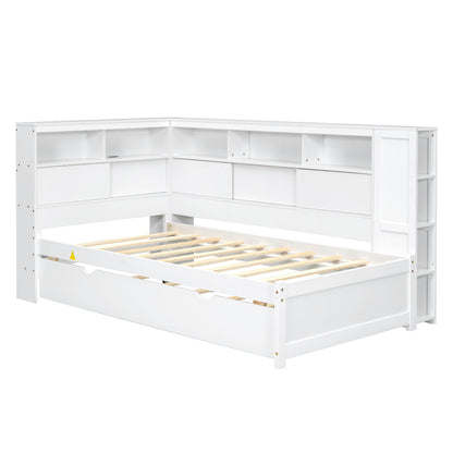 Daybed With Storage Shelves, USB Charging, And Trundle Bed - The Sleep Loft - Online Mattress Showroom NYC