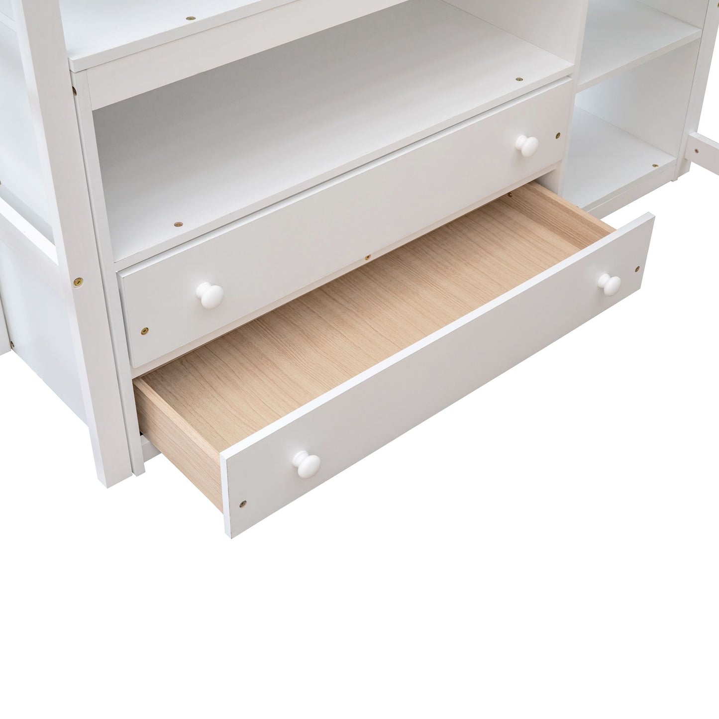 Modern Loft Bed With Built In Desk, Shelves, And 2 Drawers - The Sleep Loft - Online Mattress Showroom NYC