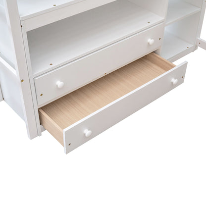Modern Loft Bed With Built In Desk, Shelves, And 2 Drawers - The Sleep Loft - Online Mattress Showroom NYC