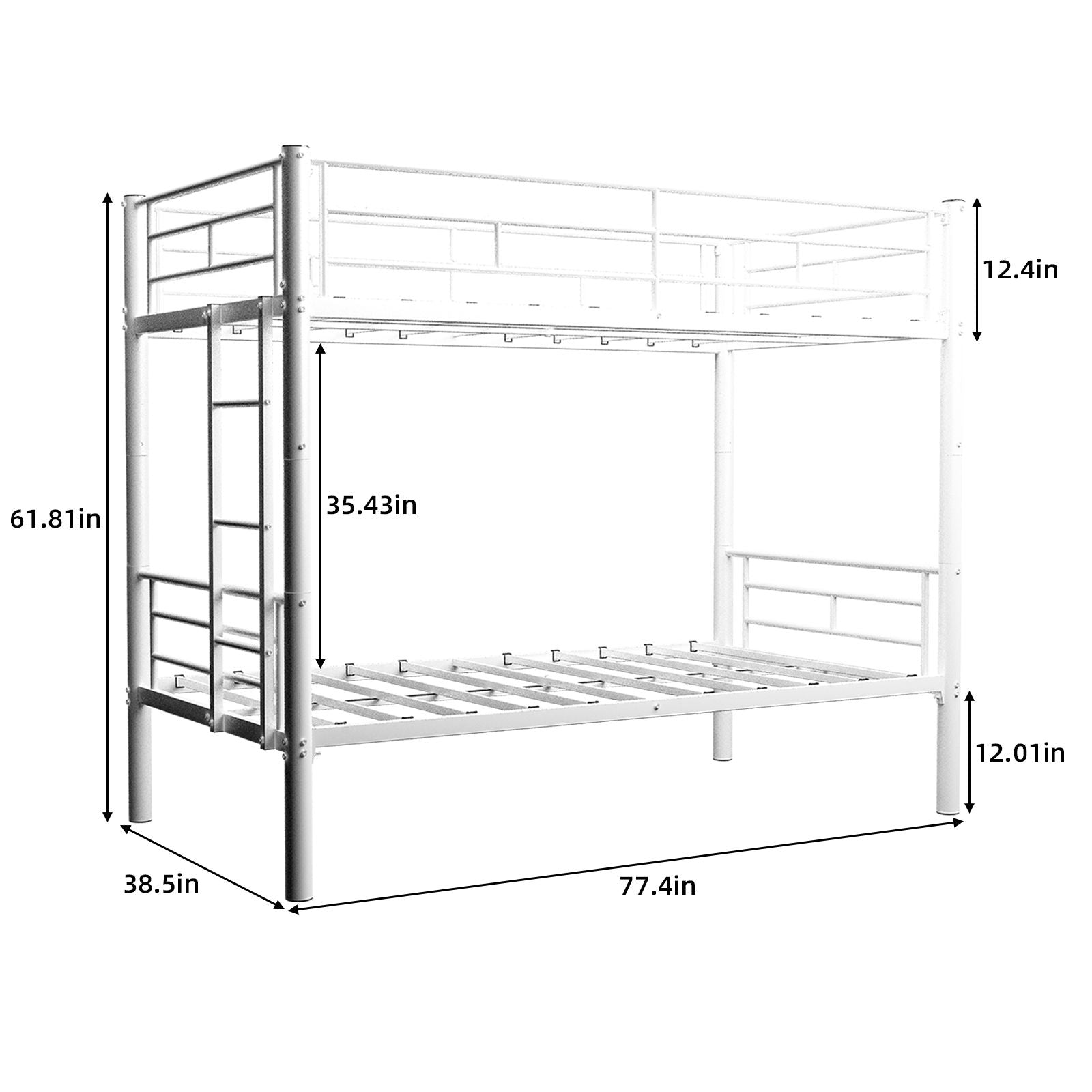 Metal Bunk Bed For Kids, Convertible Bedframe With Ladders & Guardrail - The Sleep Loft - Online Mattress Showroom NYC