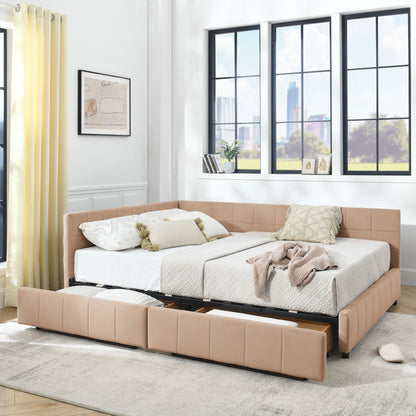 Mid-Century Storage Upholstered Tufted Bed Frame With Backrest And Armrests - The Sleep Loft - Online Mattress Showroom NYC