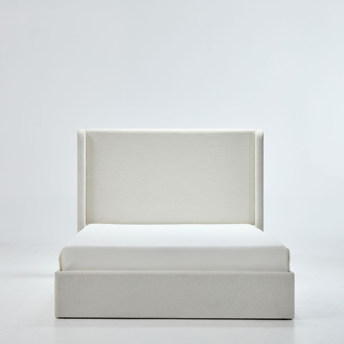 Carmen - Minimalist Upholstered Wingback Bed Frame With High Headboard - The Sleep Loft - Online Mattress Showroom NYC