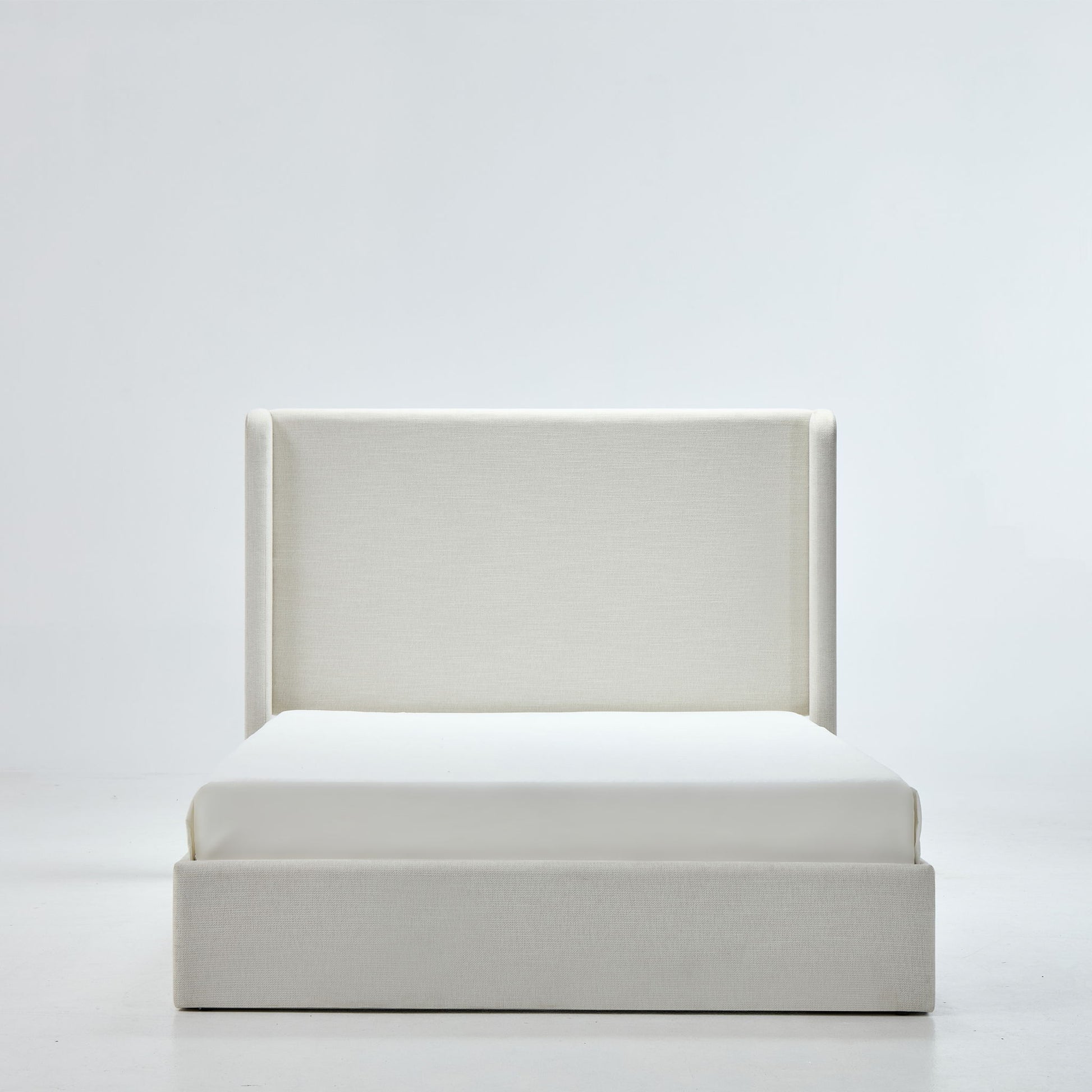 Carmen - Minimalist Upholstered Wingback Bed Frame With High Headboard - The Sleep Loft - Online Mattress Showroom NYC