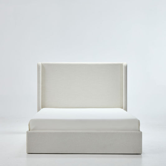 Carmen - Minimalist Upholstered Wingback Bed Frame With High Headboard - The Sleep Loft - Online Mattress Showroom NYC