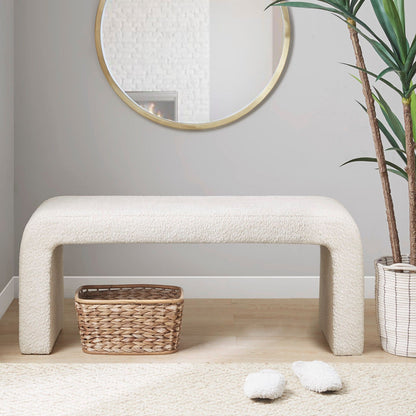 Modern Contemporary Boucle Waterfall Bench - The Sleep Loft - Online Mattress Showroom NYC