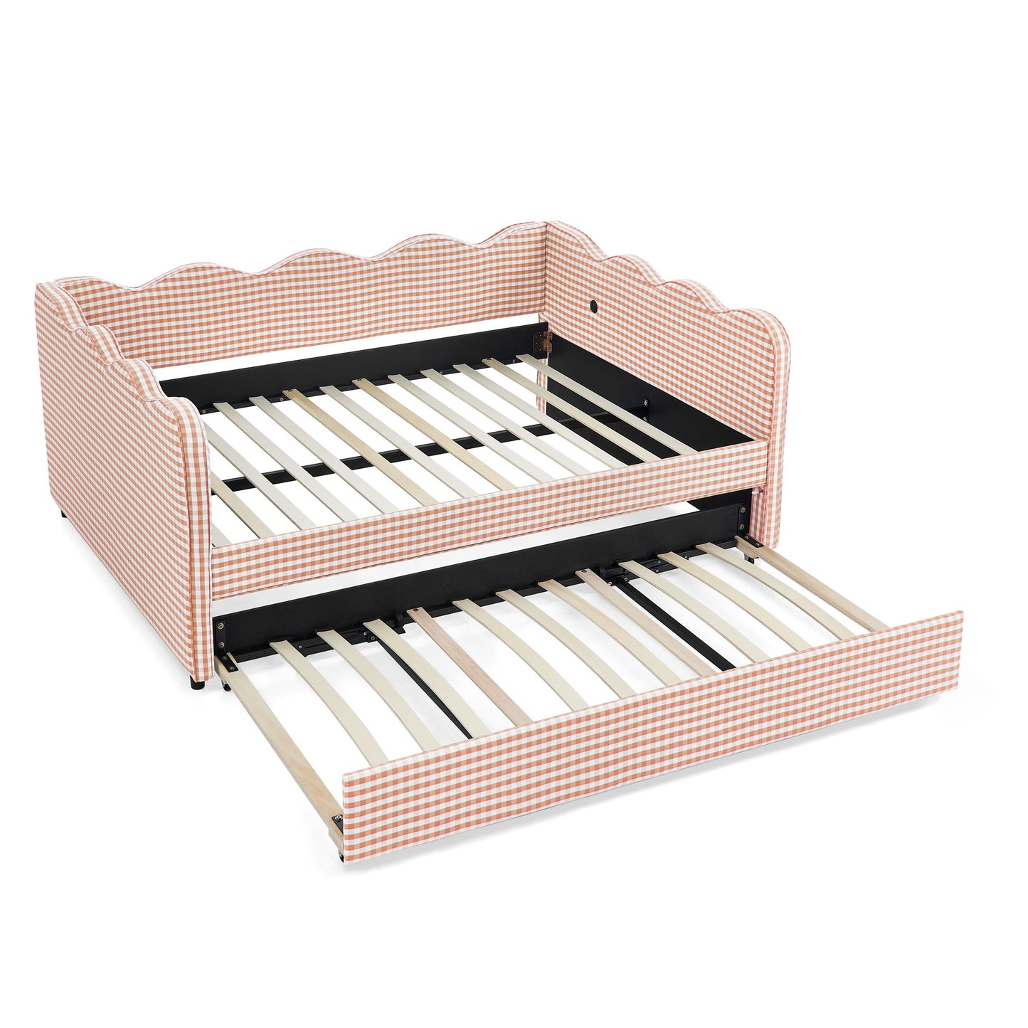 Gingham Daybed With USB Charging Port, Wave-Shaped Design - The Sleep Loft - Online Mattress Showroom NYC
