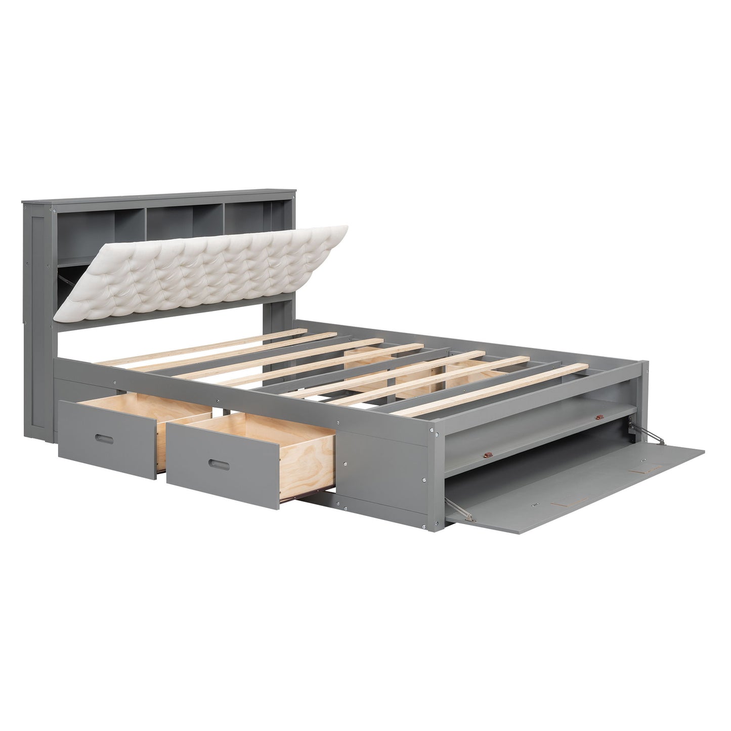 Platform Bed With Storage Headboard, Shoe Rack And 4 Drawers - The Sleep Loft - Online Mattress Showroom NYC