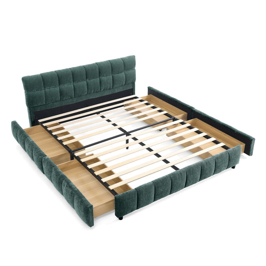 Modern Platform Bed Frame With Thick Fabric - The Sleep Loft - Online Mattress Showroom NYC