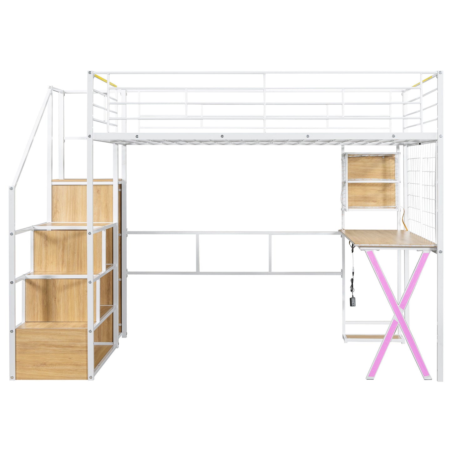 Loft Bed With Built In Work Station, Wardrobe, Storage Staircase And LED - The Sleep Loft - Online Mattress Showroom NYC