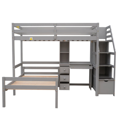 Loft Bed With Stand Alone Bed, Storage Staircase, Desk, Shelves, And Drawers - The Sleep Loft - Online Mattress Showroom NYC