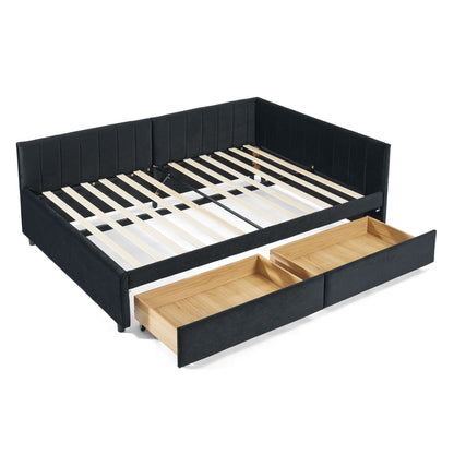 Upholstered Tufted Daybed Frame With Storage Drawers - The Sleep Loft - Online Mattress Showroom NYC