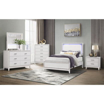 Almera - Glitter Nightstand - White - The Sleep Loft - Online Mattress Showroom NYC