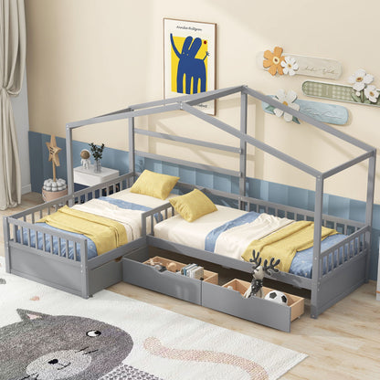 L Shape Platform Bed With 3 Storage Drawers - The Sleep Loft - Online Mattress Showroom NYC