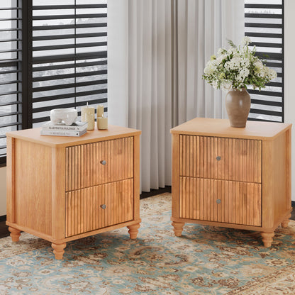 Modern Fluted Nightstand With 3 Drawers - The Sleep Loft - Online Mattress Showroom NYC