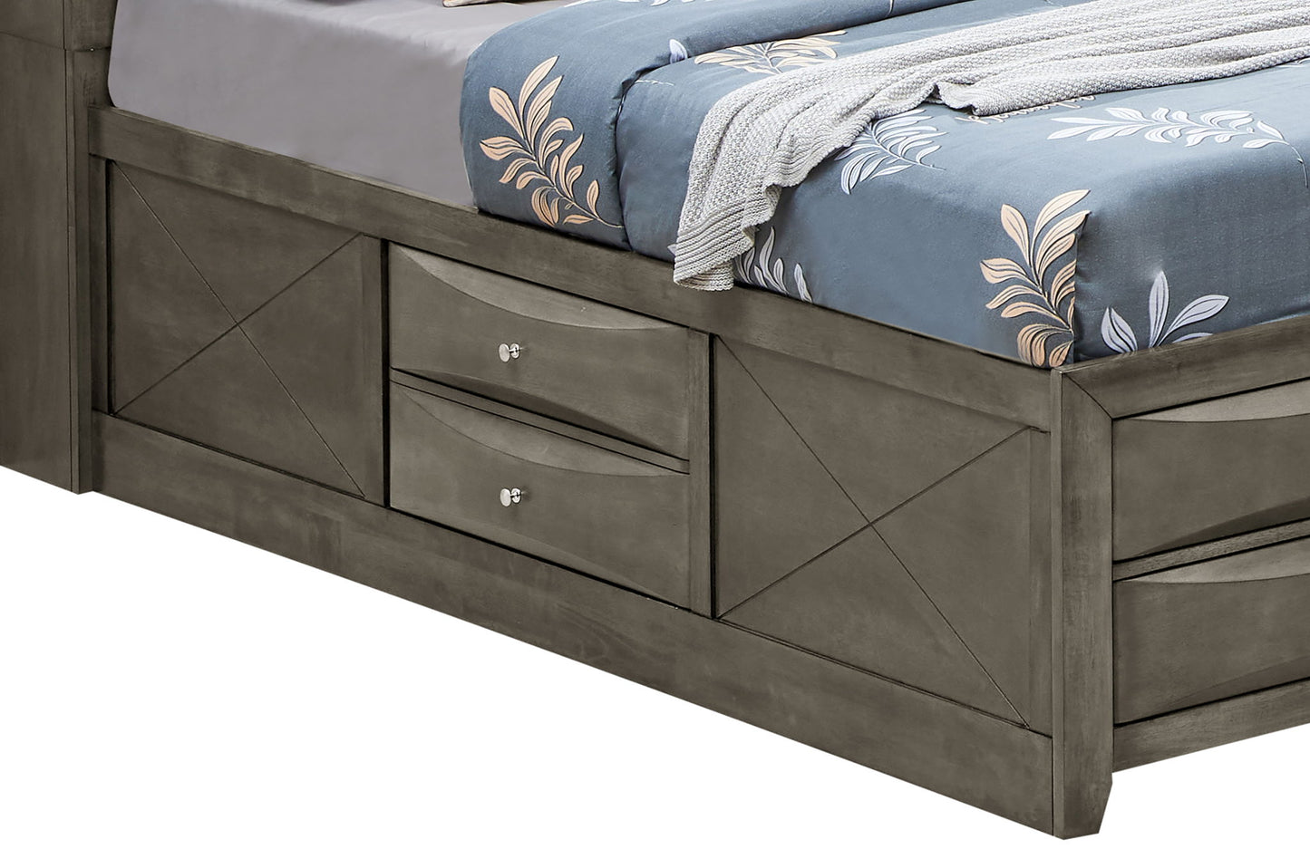 Modern Design Storage Bed With Bookcase Headboard