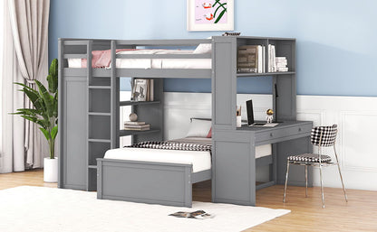 Loft Bed With A Twin Size Standalone Bed, Shelves, Desk, And Wardrobe - The Sleep Loft - Online Mattress Showroom NYC