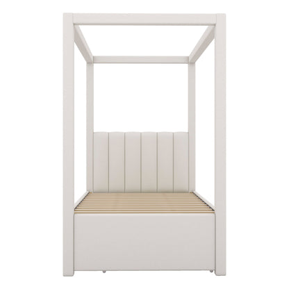 Upholstery Canopy Platform Bed With Trundle And Three Storage Drawers - The Sleep Loft - Online Mattress Showroom NYC