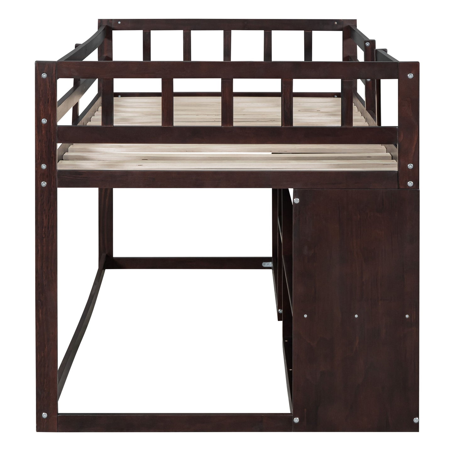 Low Loft Bed With Rolling Desk, Shelf And Drawers - The Sleep Loft - Online Mattress Showroom NYC