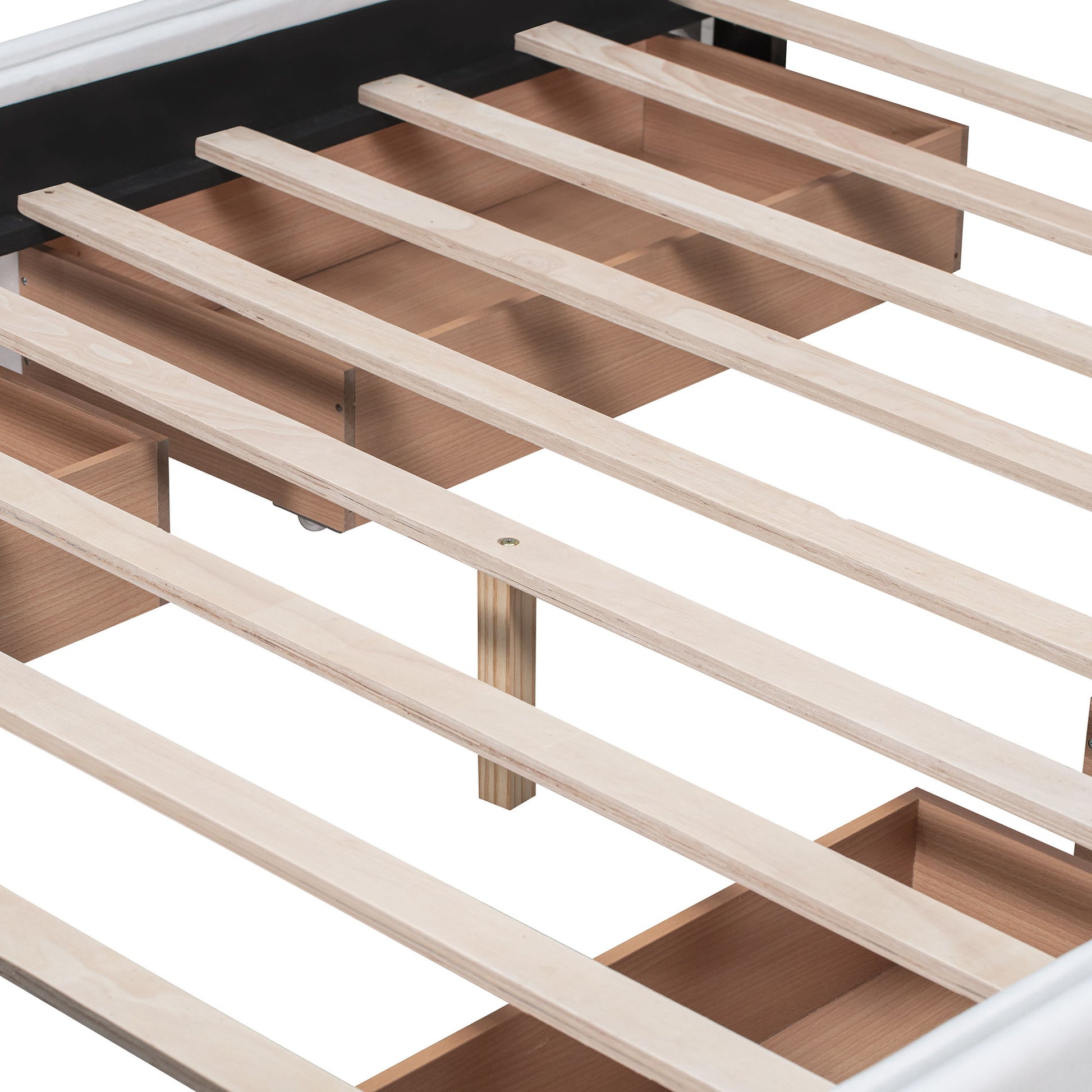 Upholstered Platform Bed With Classic Headboard And Drawers, No Box Spring Needed - The Sleep Loft - Online Mattress Showroom NYC
