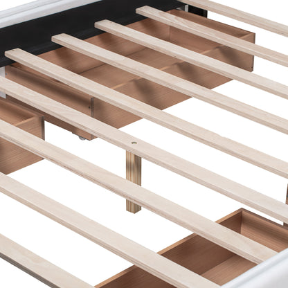 Upholstered Platform Bed With Classic Headboard And Drawers, No Box Spring Needed - The Sleep Loft - Online Mattress Showroom NYC