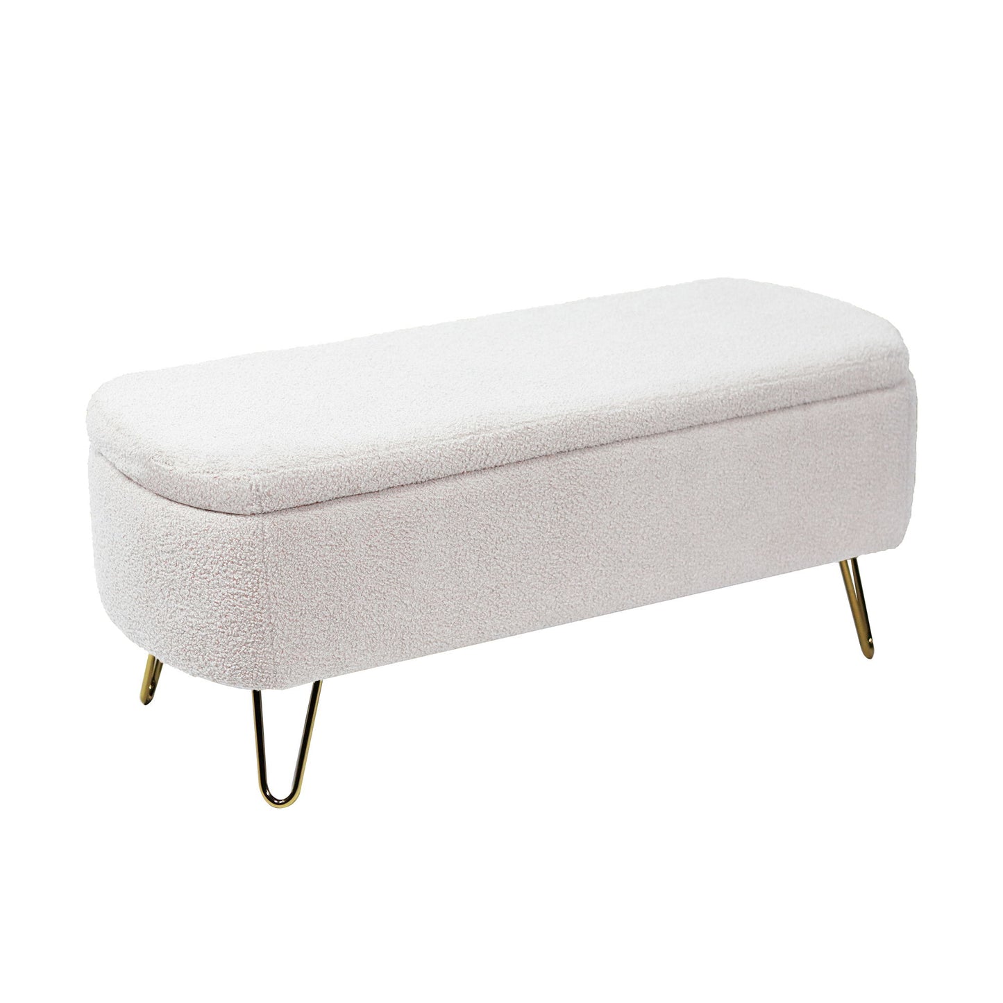Storage Ottoman Bench For End Of Bed Legs, Modern Camel Faux Fur Entryway Bench Upholstered Padded With Storage For Living Room Bedroom - The Sleep Loft - Online Mattress Showroom NYC