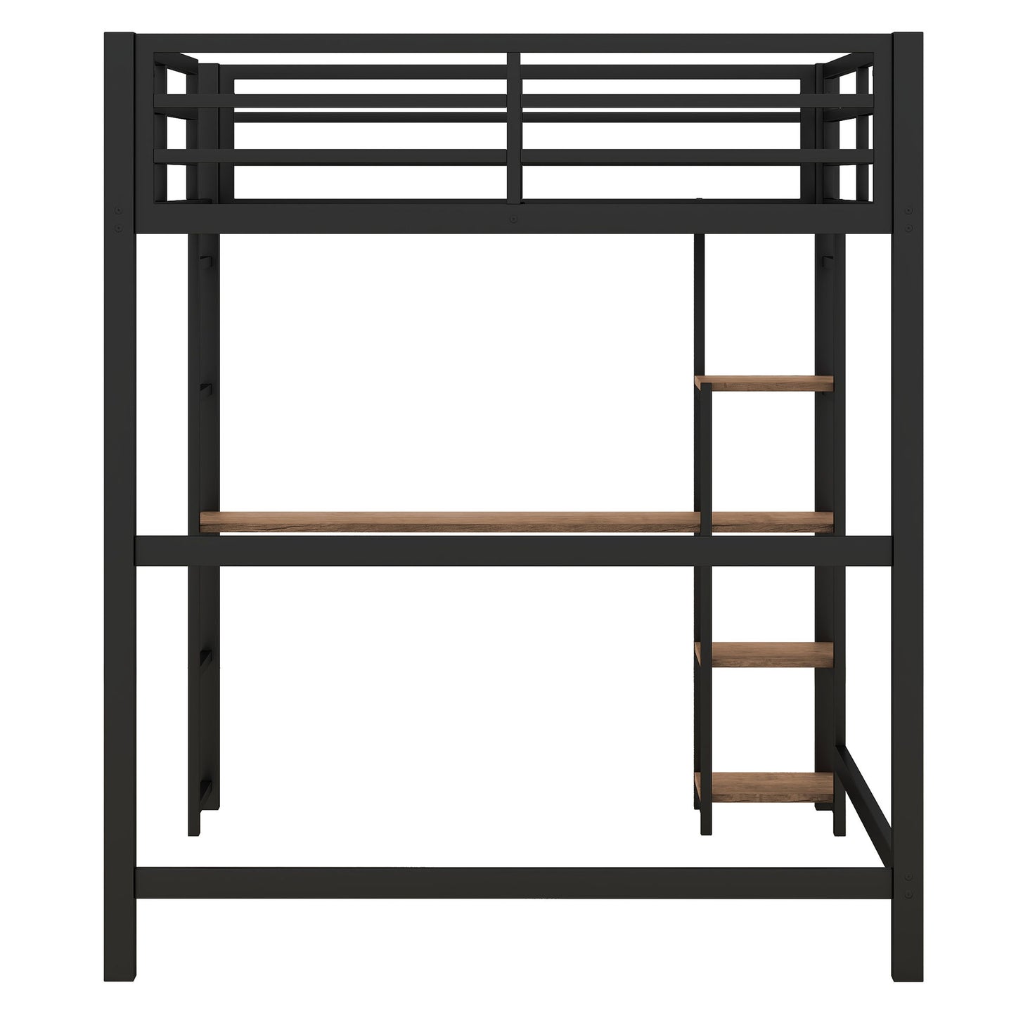 Loft Bed With Built In Desk And Storage Shelves, Full Size - Black - The Sleep Loft - Online Mattress Showroom NYC