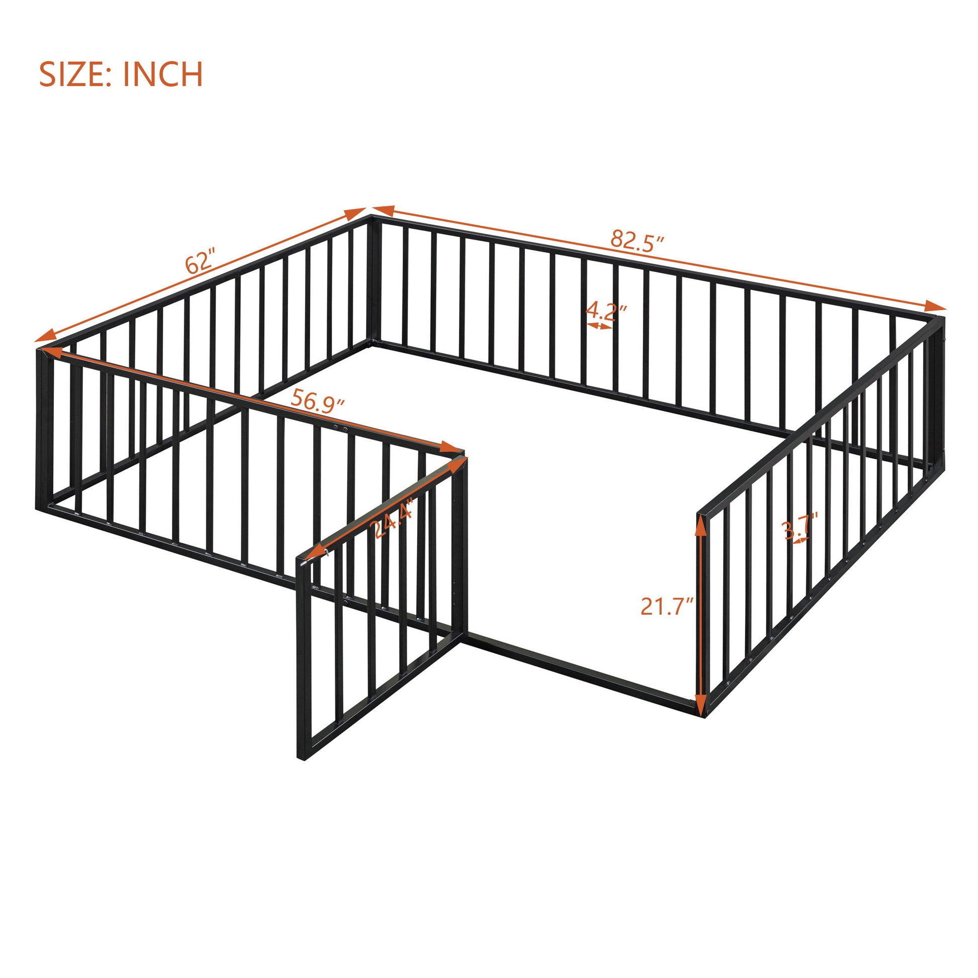 Metal Floor Bed Frame With Fence And Door - The Sleep Loft - Online Mattress Showroom NYC