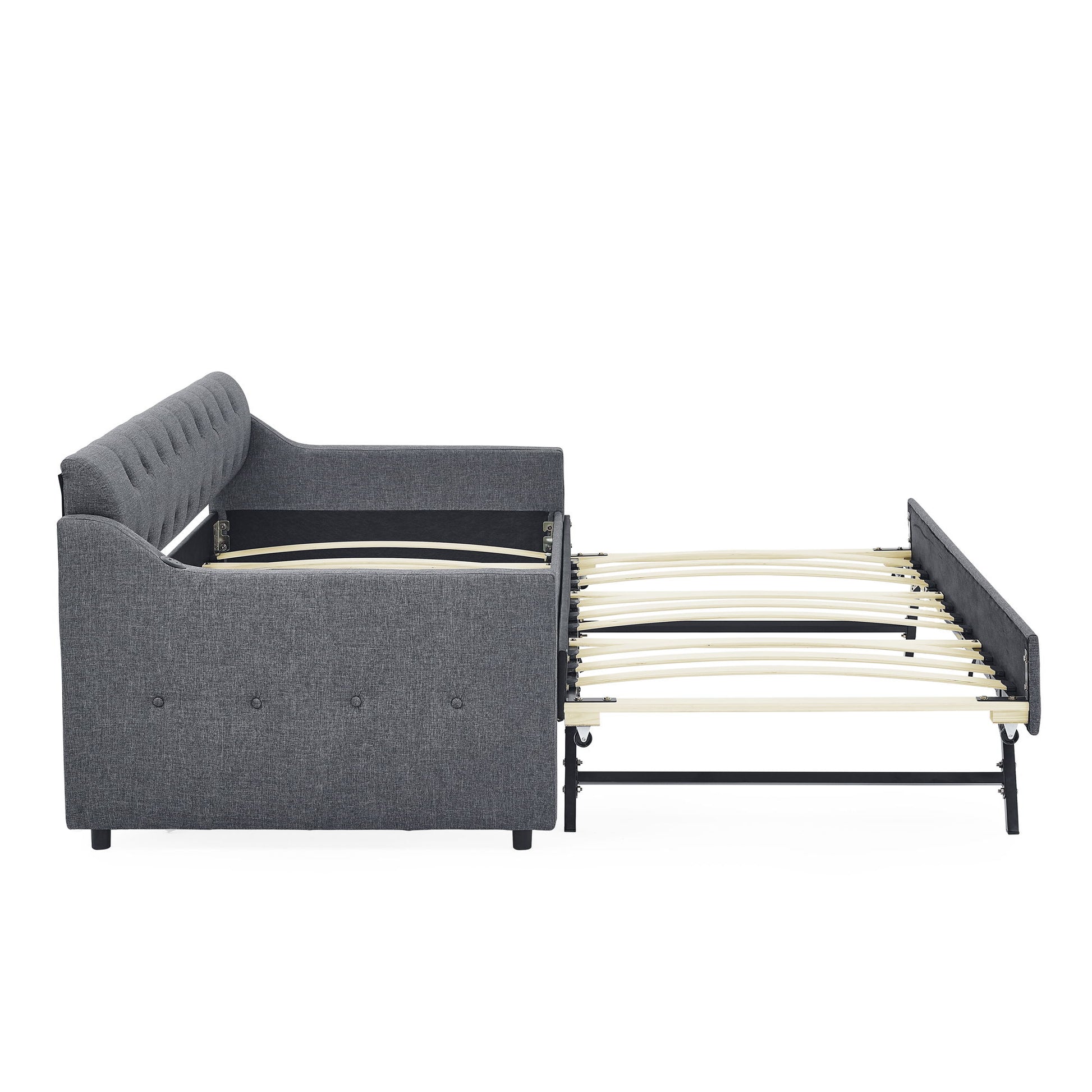 Size Upholstered Daybed With Trundle And USB Charging Armrest - The Sleep Loft - Online Mattress Showroom NYC
