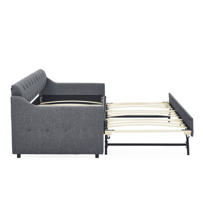 Size Upholstered Daybed With Trundle And USB Charging Armrest - The Sleep Loft - Online Mattress Showroom NYC