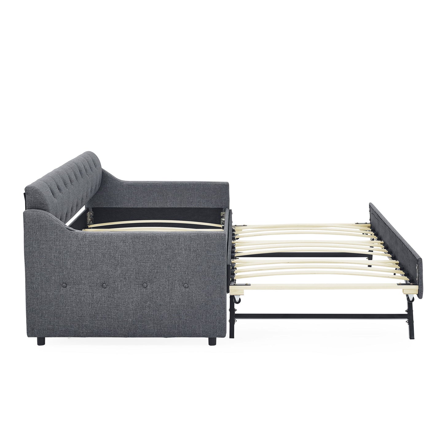 Daybed With Trundle And Storage Drawers, Flat Arms With Pocket - The Sleep Loft - Online Mattress Showroom NYC