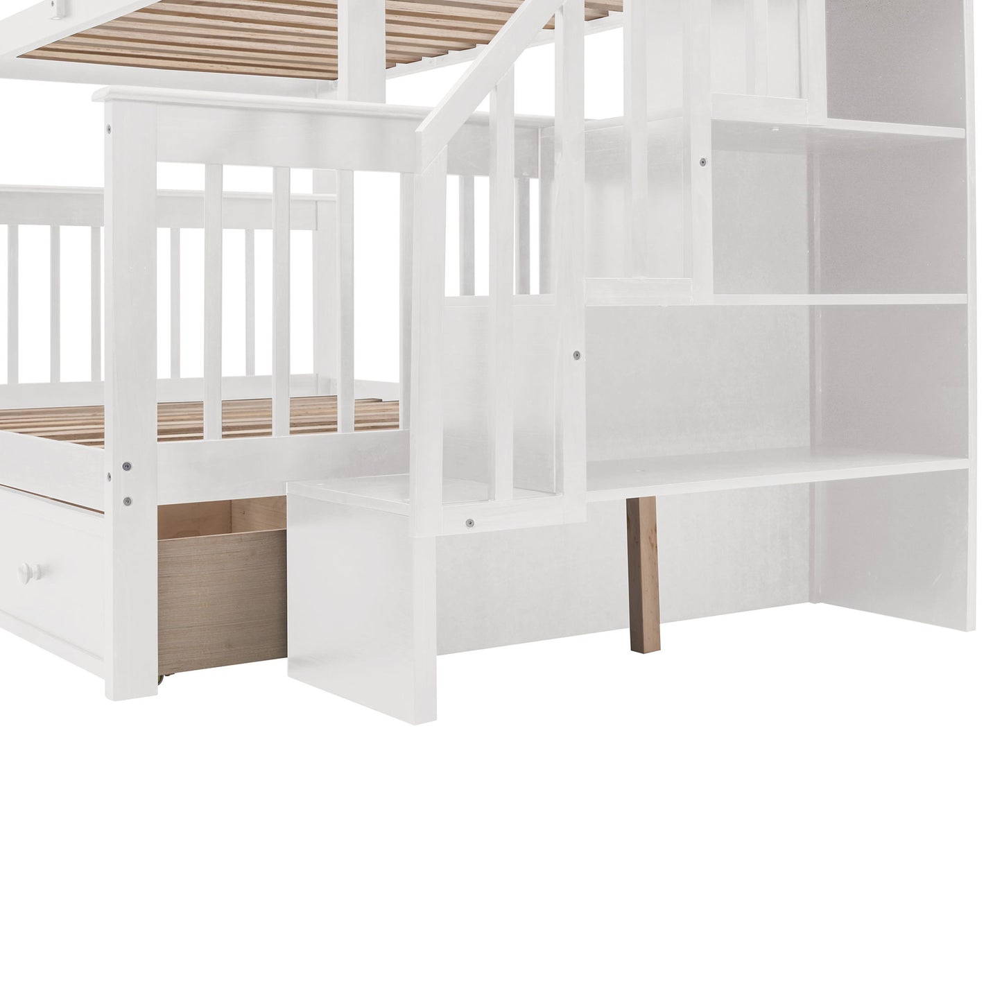 Stairway Bunk Bed With Storage And Guard Rail For Bedroom - The Sleep Loft - Online Mattress Showroom NYC