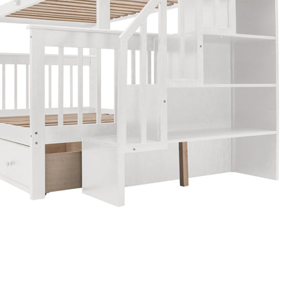 Stairway Bunk Bed With Storage And Guard Rail For Bedroom - The Sleep Loft - Online Mattress Showroom NYC