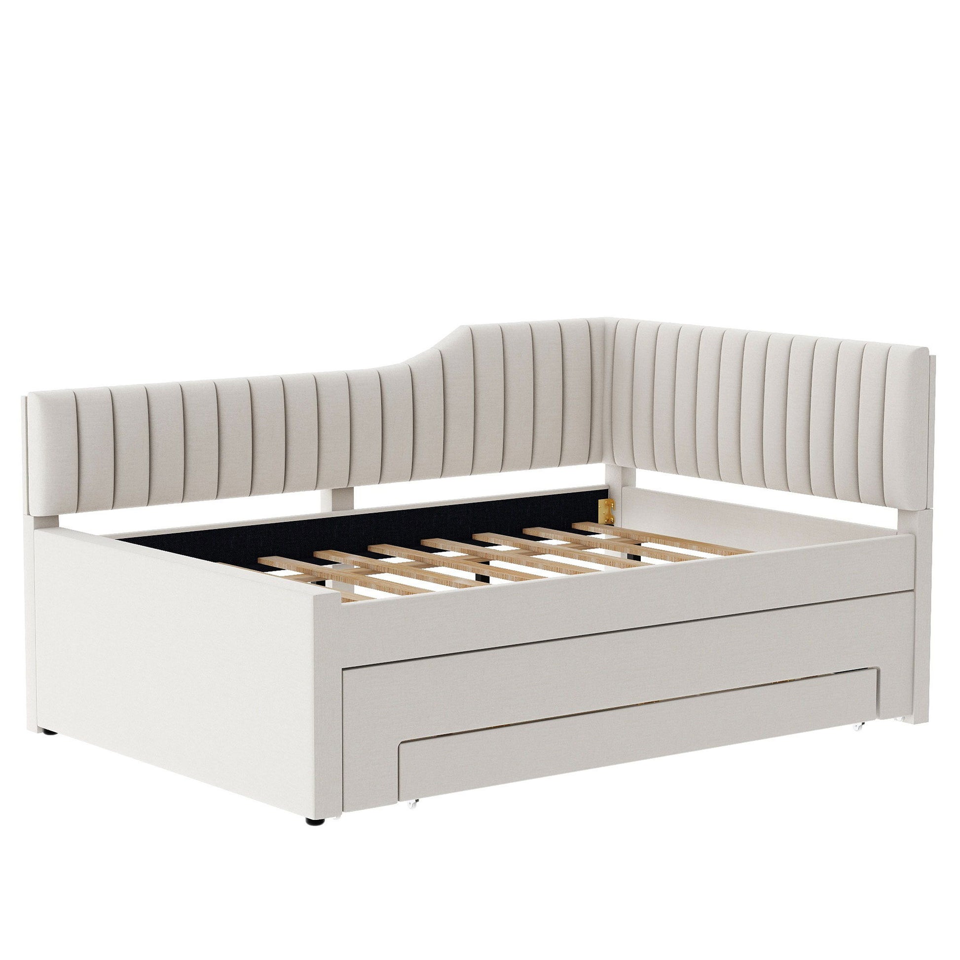 Upholstered Daybed With Trundle And 3 Drawers - The Sleep Loft - Online Mattress Showroom NYC